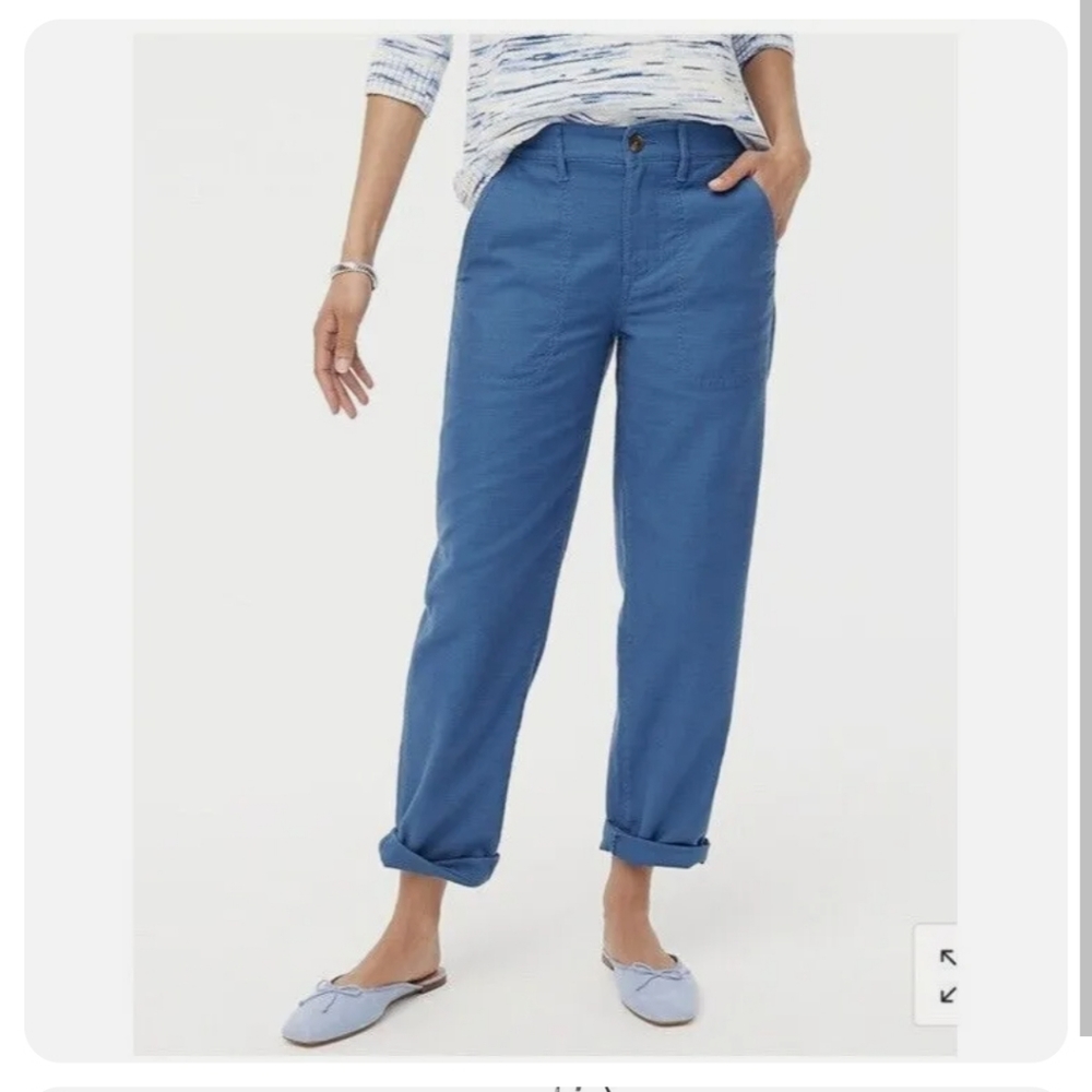 NWT J Crew  Cotton Camp Pant Blue Khaki Pants Size 6